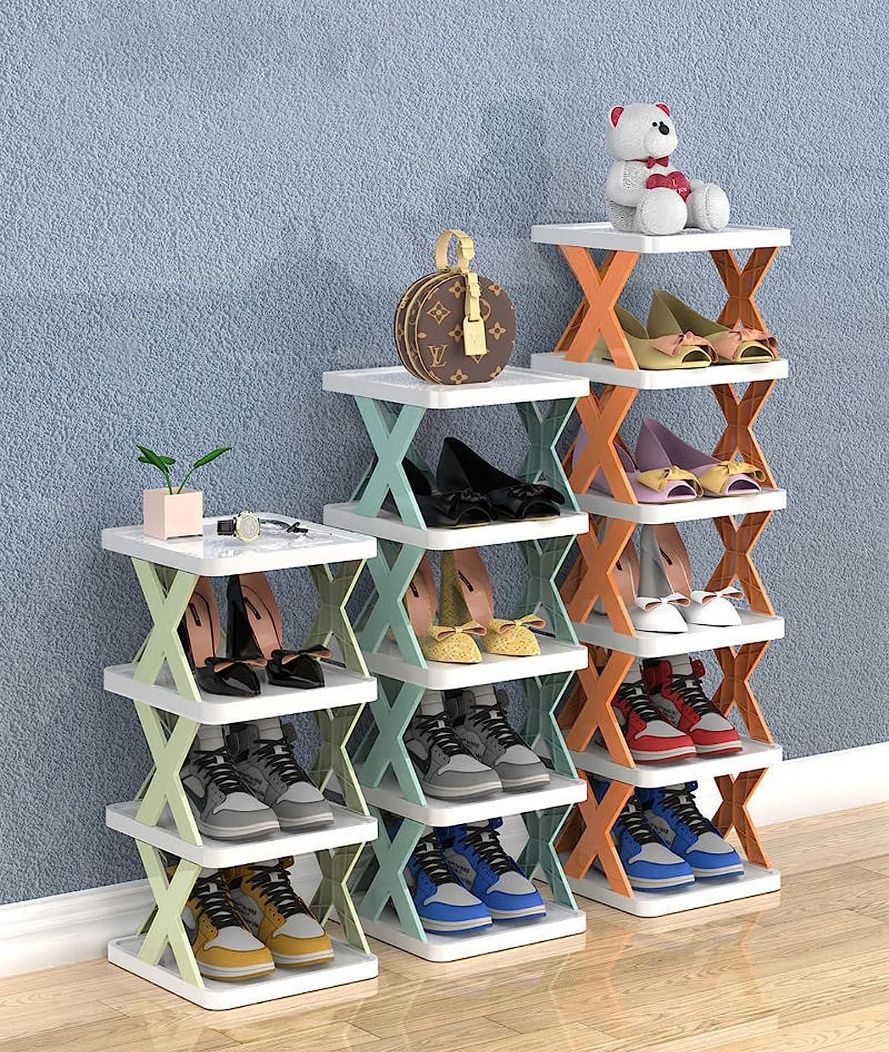 Diy Plastic Assembly Shoe Shelf Stackable Shoe Rack 6 Layer Shoes Organizer (Multicolor)