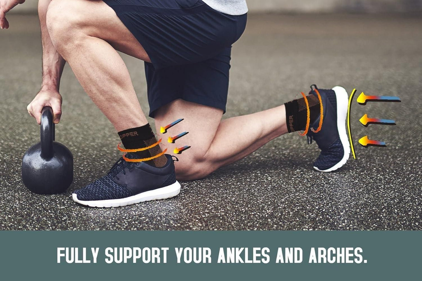 CopperJoint Ankle Printed Nylon Spandex Compression Socks for Arch Support