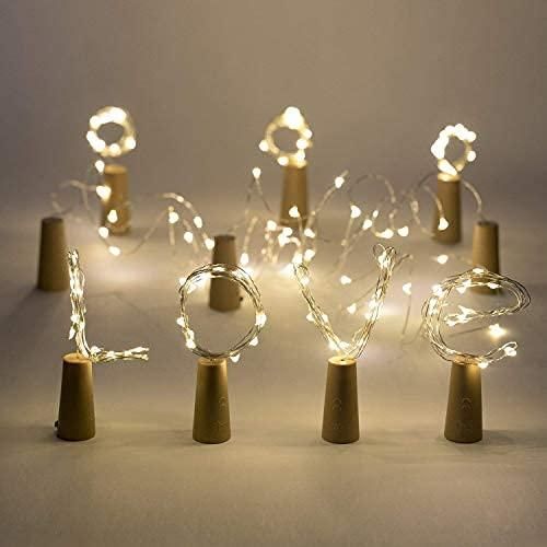 8 Wine Bottle Cork Copper Wire String Lights 2M Battery Operated (Warm White 20 LED)
