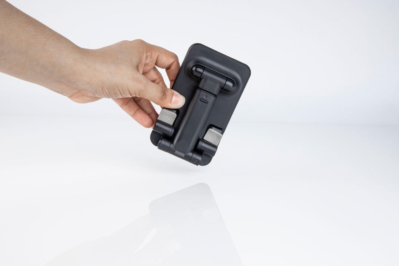 Adjustable Tabletop Cell Phone Stand, Foldable Portable Phone Stand Phone Holder for Desk, Desktop Tablet Stand Compatible with Mobile Phone/iPad/Tablet (Black)