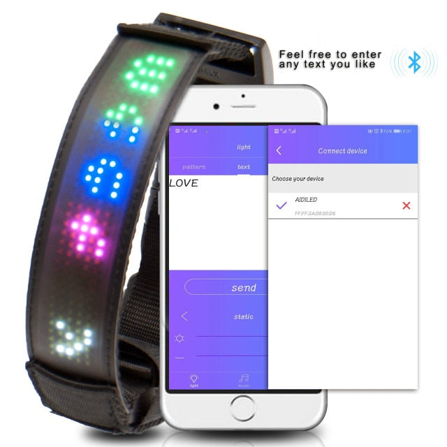 Programmable Scrolling LED Pet Collar For Night Safety