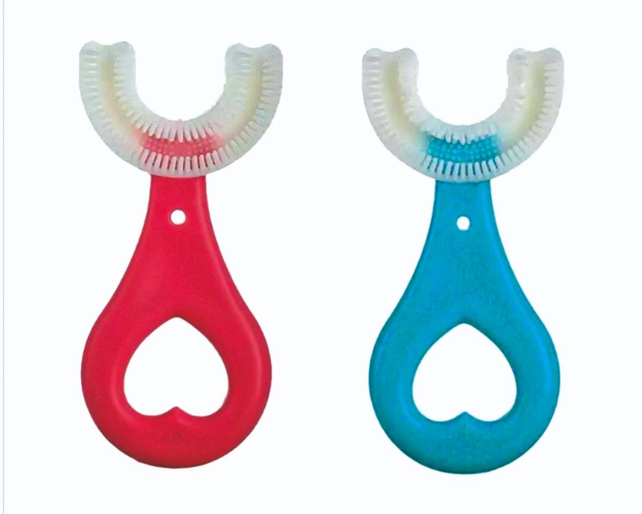 U Shaped Toothbrush for Kids Manual Whitening Toothbrush Silicone Brush Head for Kids Children(Pack of 1)