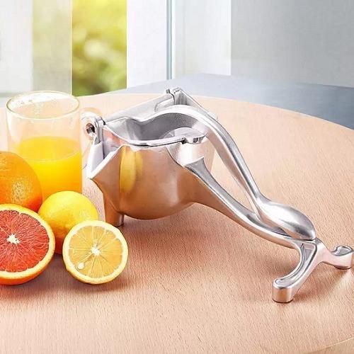 Hand Press Juicer Machine Aluminium Manual Fruit Squeezer Orange Juicer Heavy Duty Multipurpose Manual Juicer Machine for Fruits, Ergonomic Handle Design (Aluminium) (Aluminium)