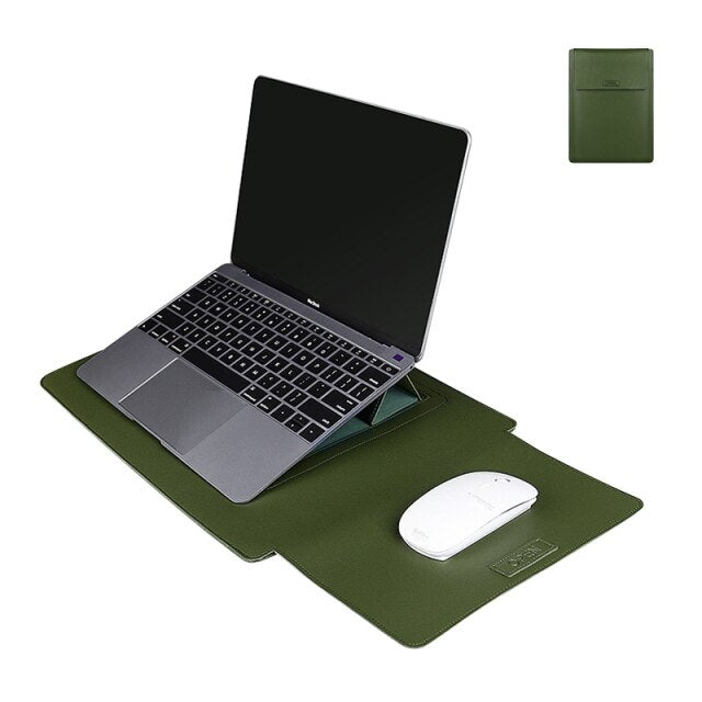 Soft Leather Laptop Sleeve & Stand For MacBook