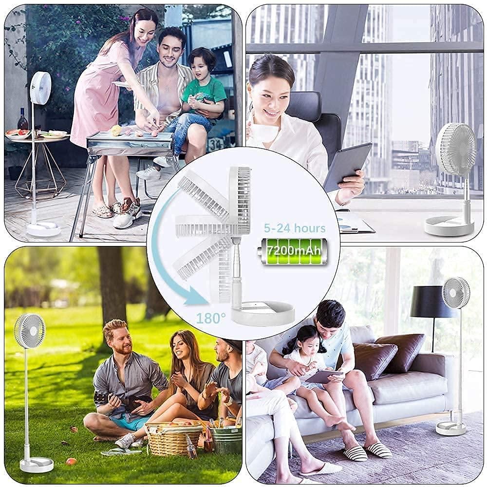 Folding Portable Retractable Floor Fan USB Desk Remote Control Fan