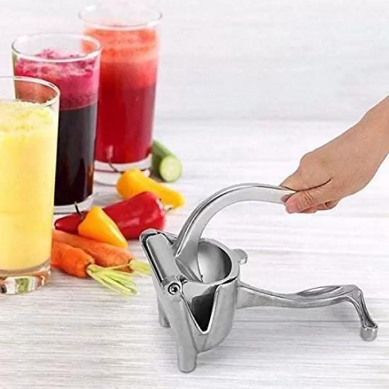 Hand Press Juicer Machine Aluminium Manual Fruit Squeezer Orange Juicer Heavy Duty Multipurpose Manual Juicer Machine for Fruits, Ergonomic Handle Design (Aluminium) (Aluminium)