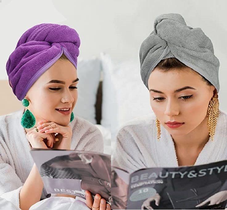 Super Absorbent Quick Dry Hair Towel Wrap for Women (Pack of 2)