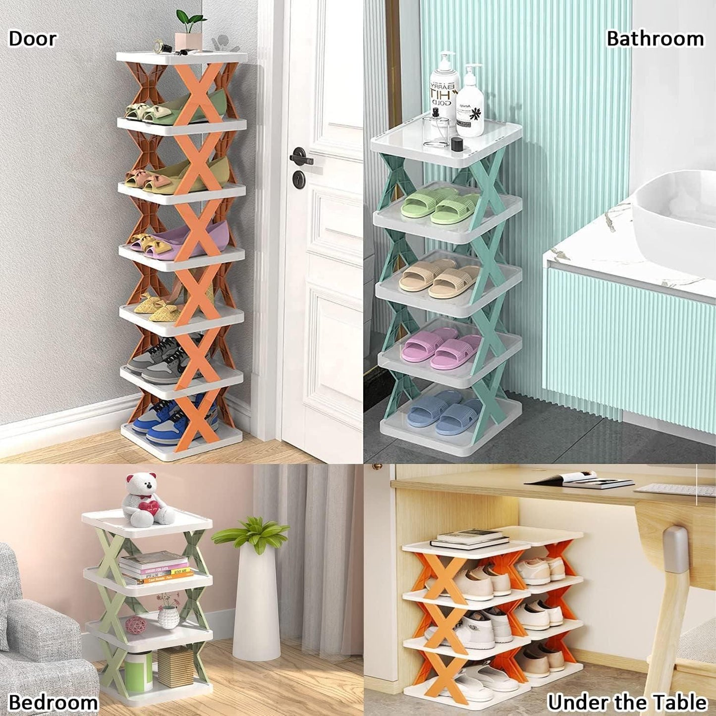 Diy Plastic Assembly Shoe Shelf Stackable Shoe Rack 6 Layer Shoes Organizer (Multicolor)