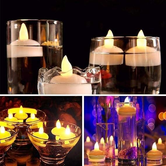 10 Water Sensor Floating Tealight Battery Operated Waterproof LED Flame less Flickering Lights Candles