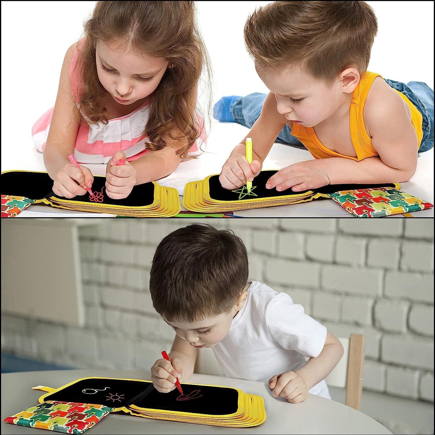 Erasable Doodling Book (12 Colored Pens Included)