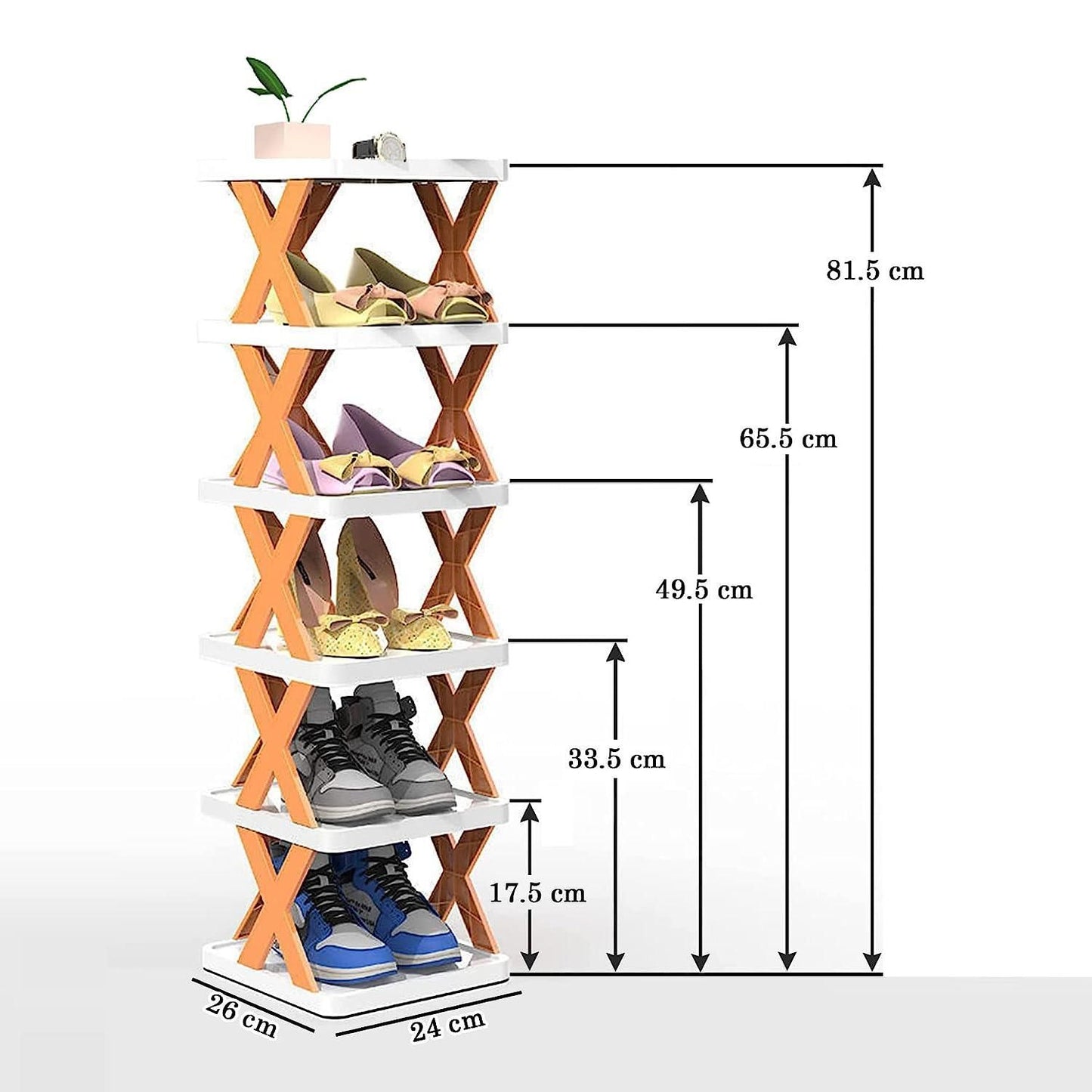 Diy Plastic Assembly Shoe Shelf Stackable Shoe Rack 6 Layer Shoes Organizer (Multicolor)