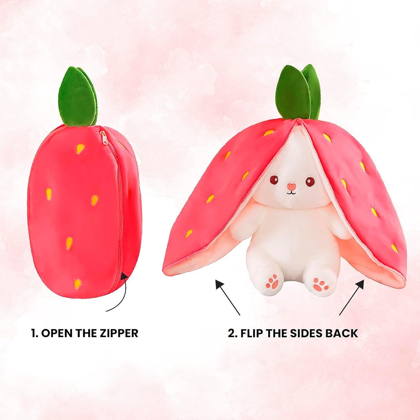 ššStrawberry Bunny Transformed into Little Rabbitš Fruit Doll Plush Toyš°š°