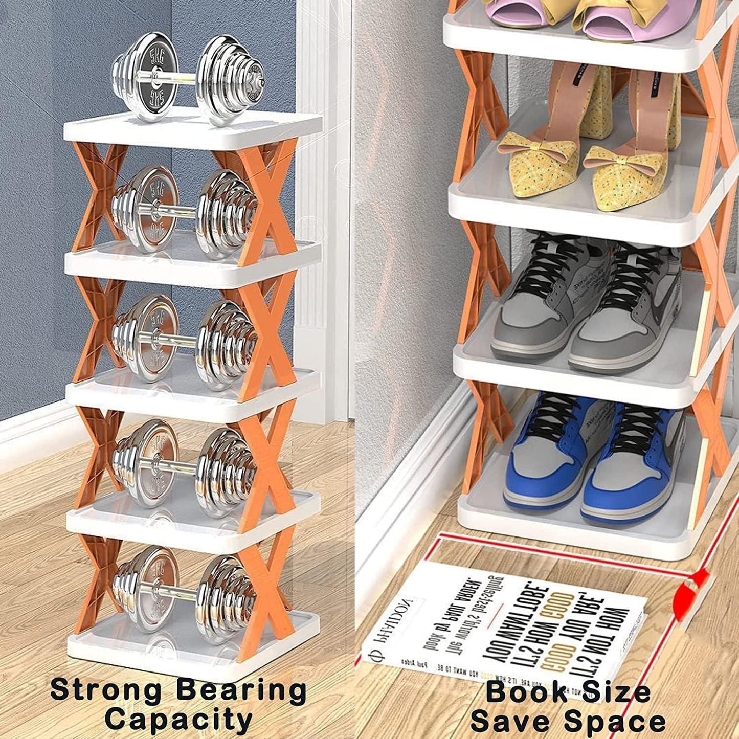 Diy Plastic Assembly Shoe Shelf Stackable Shoe Rack 6 Layer Shoes Organizer (Multicolor)