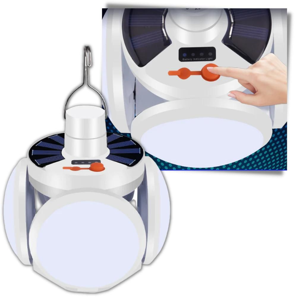 2 In 1 Foldable Solar Lamp - 2 Built-in Charging Modes (Solar Or Dc Via USB)