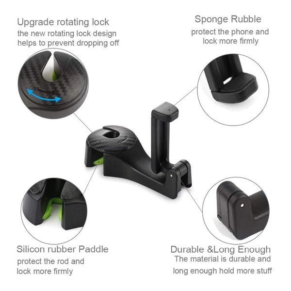 2 in 1 Car Seat Hook for Purses and Bags with Phone Holder