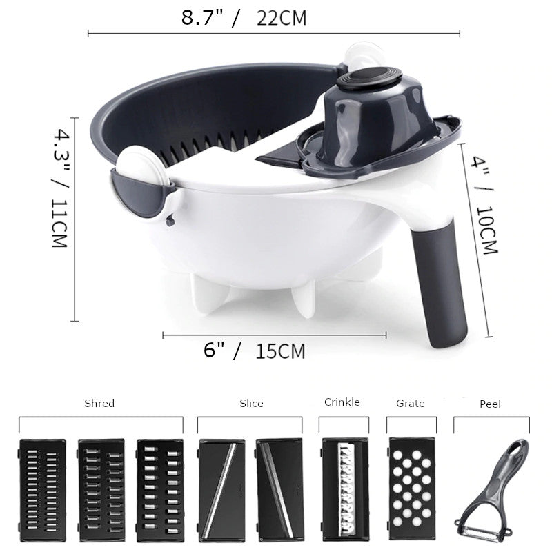 9 in 1 Plastic Multifunction Vegetable Cutter with Drain Basket Vegetable Cutter