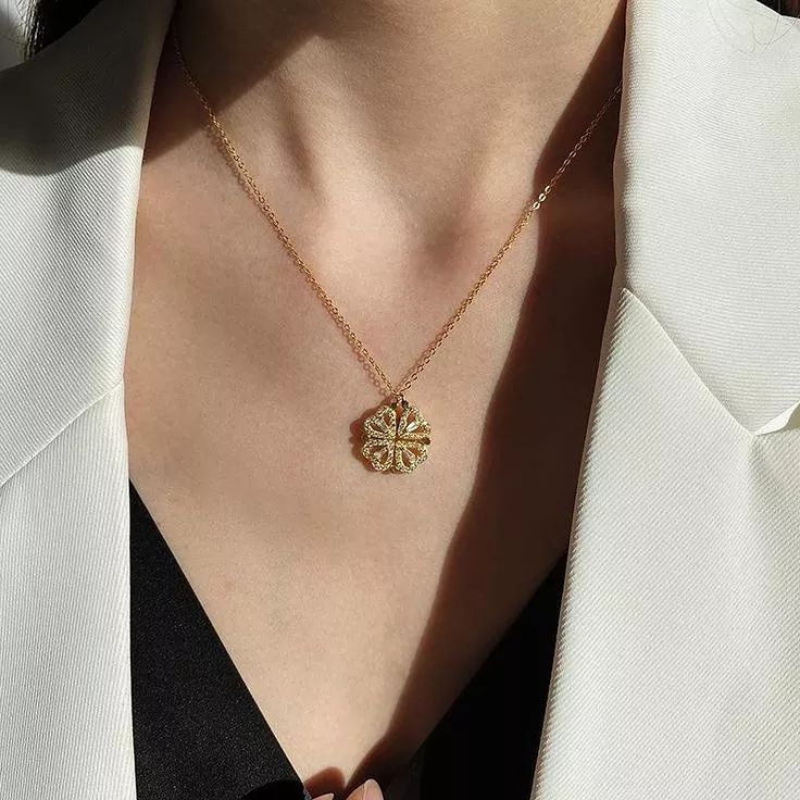 Magnetic Four Heart Necklace - Rose Gold