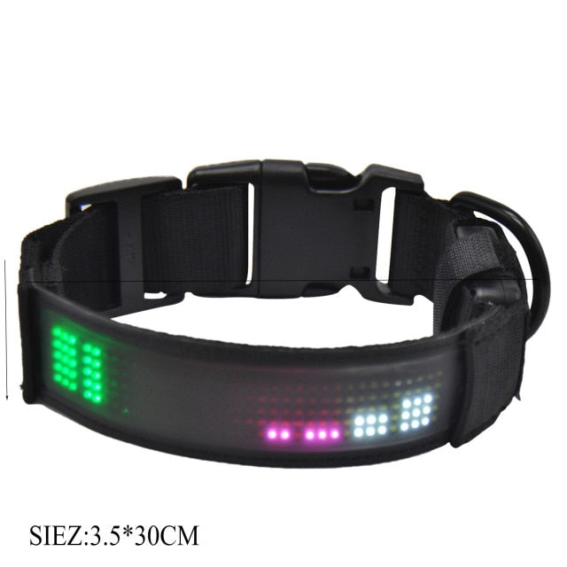 Programmable Scrolling LED Pet Collar For Night Safety