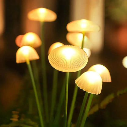 LumaGrove Warm White Solar Mushroom Lights — 10 LEDs, Weatherproof & Automatic (2-Pack)