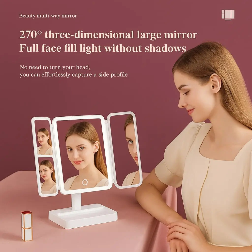 TriGlow™ Illuminated Trifold Vanity Mirror