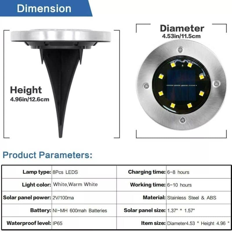 Solar Outdoor Waterproof Ground LED Lights (Pack of 4)