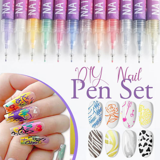 MagicMani™ - 12 Colors Nail Art Pen Marker Set for Creative Designs 💅🎨