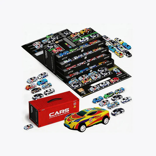 Mini Pull-Back Cars Set with Built-In Garage Set