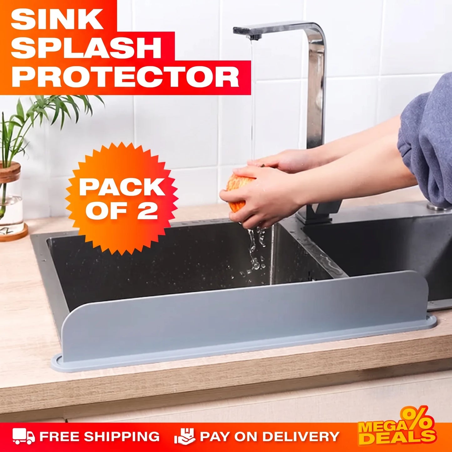 NoSplash Silicone Sink Mats - Wash Without Splashing Water All Over (Pack of 2)