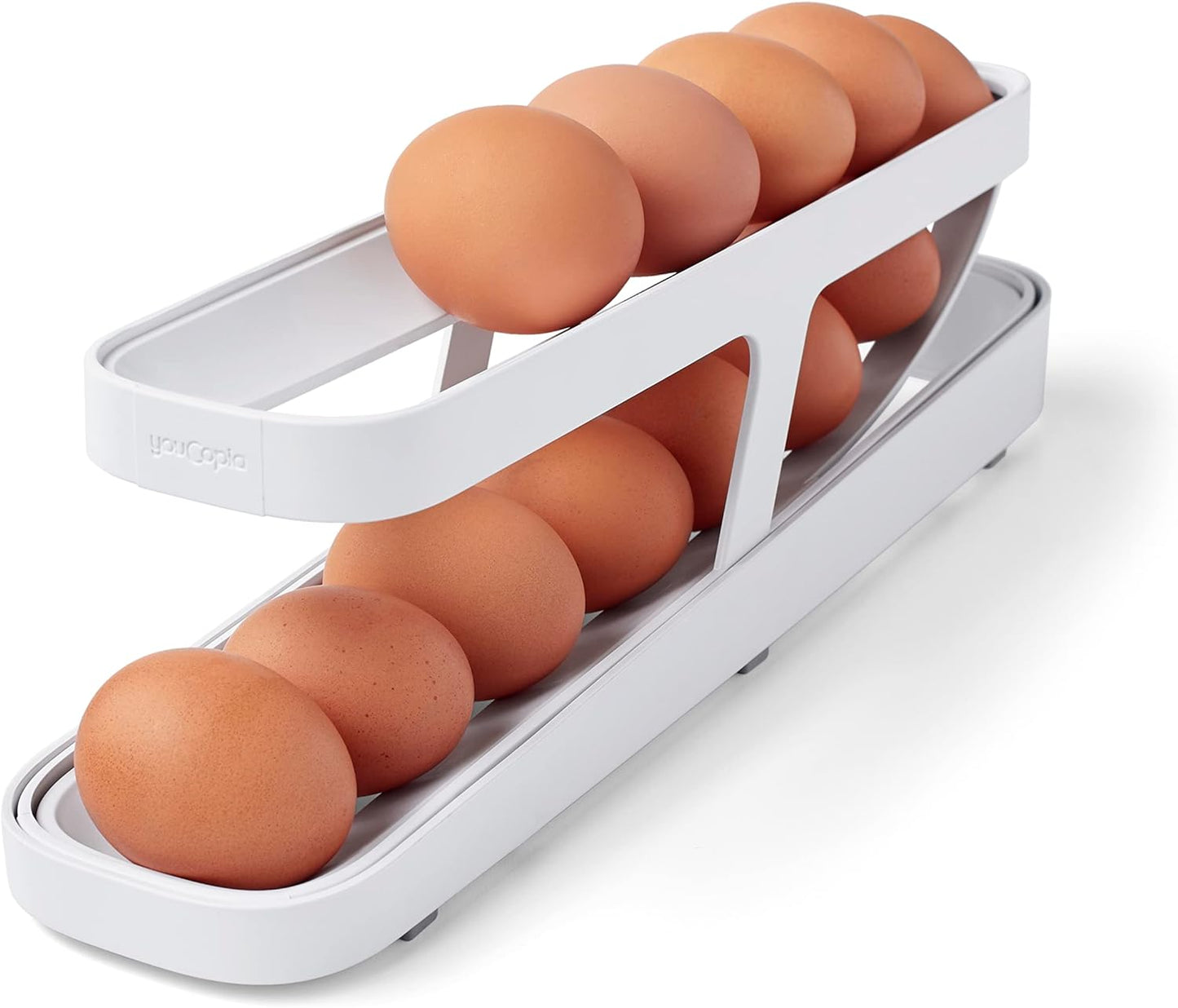 🥚RollDown Egg Dispenser - Scrolling Egg Rack Holder Storage Box✨