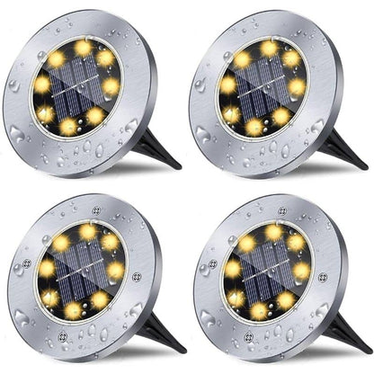 Solar Outdoor Waterproof Ground LED Lights (Pack of 4)