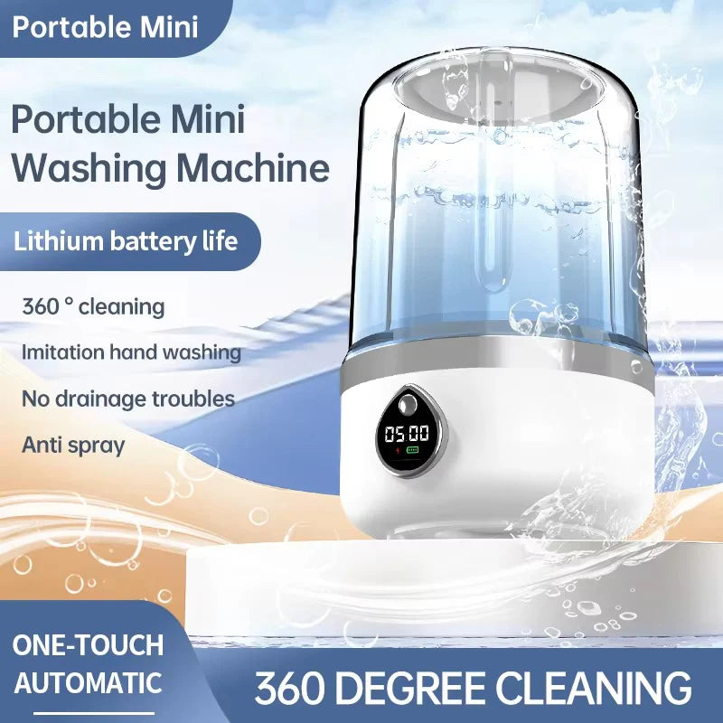 Cordless Portable Mini Washer – Rechargeable Travel Washing Machine for Underwear & Socks