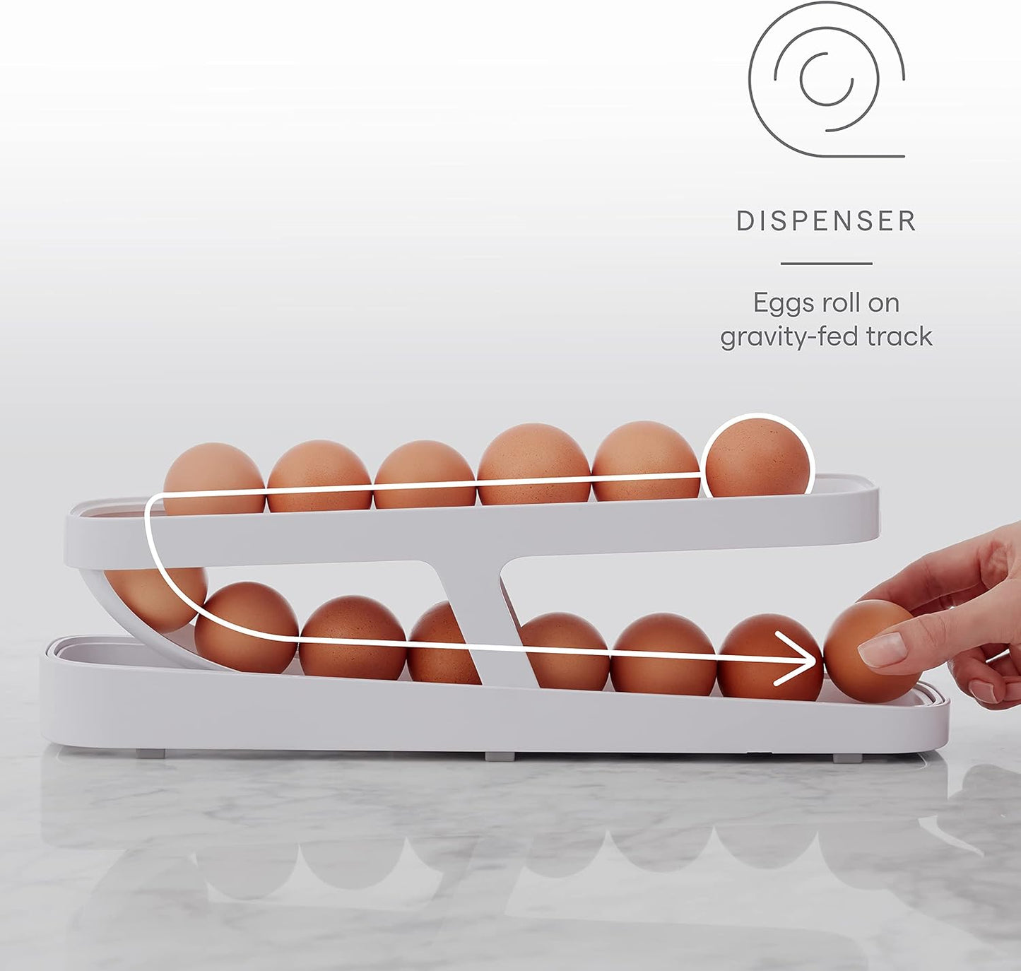 🥚RollDown Egg Dispenser - Scrolling Egg Rack Holder Storage Box✨