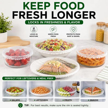 Disposable Food Covers Elastic Plastic Lids (Pack of 100)