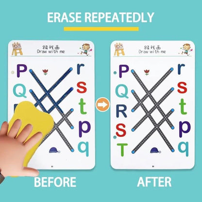 Premium Reusable Tracing Book – 64 Pages + Markers & Eraser