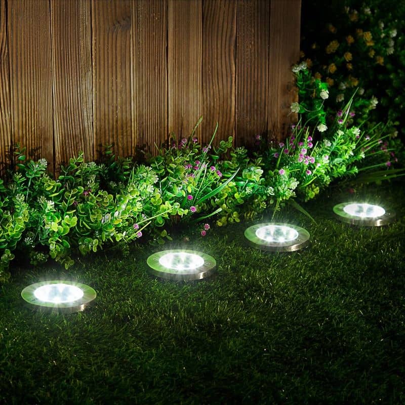 Solar Outdoor Waterproof Ground LED Lights (Pack of 4)