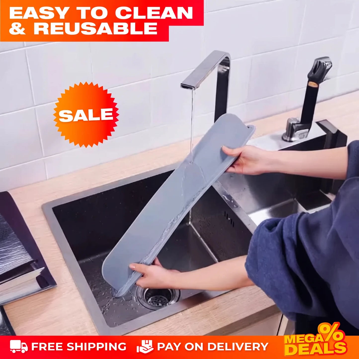 NoSplash Silicone Sink Mats - Wash Without Splashing Water All Over (Pack of 2)