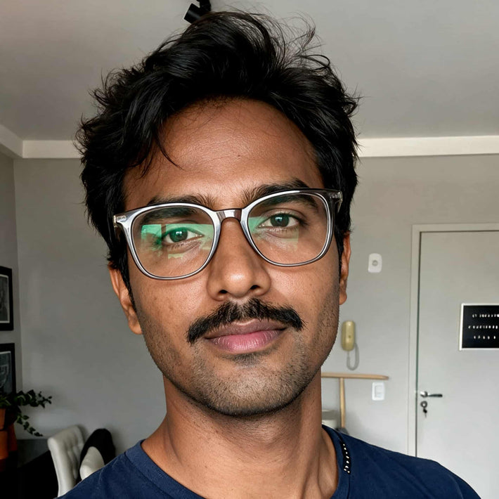 Clearzy customer Jatin wearing glasses