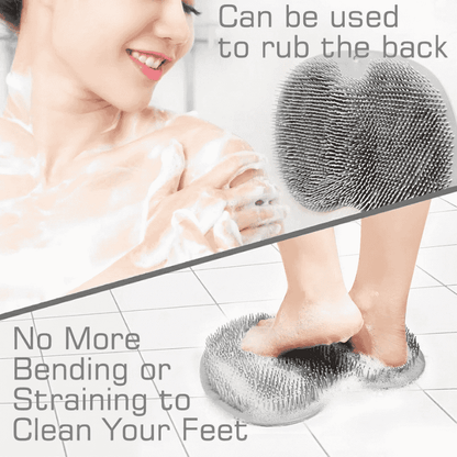 Silicone Shower Foot Scrubber Mat with Wall-Mounted Suction Cups.
