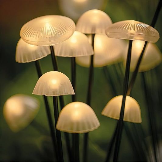 LumaGrove Warm White Solar Mushroom Lights — 10 LEDs, Weatherproof & Automatic (2-Pack)