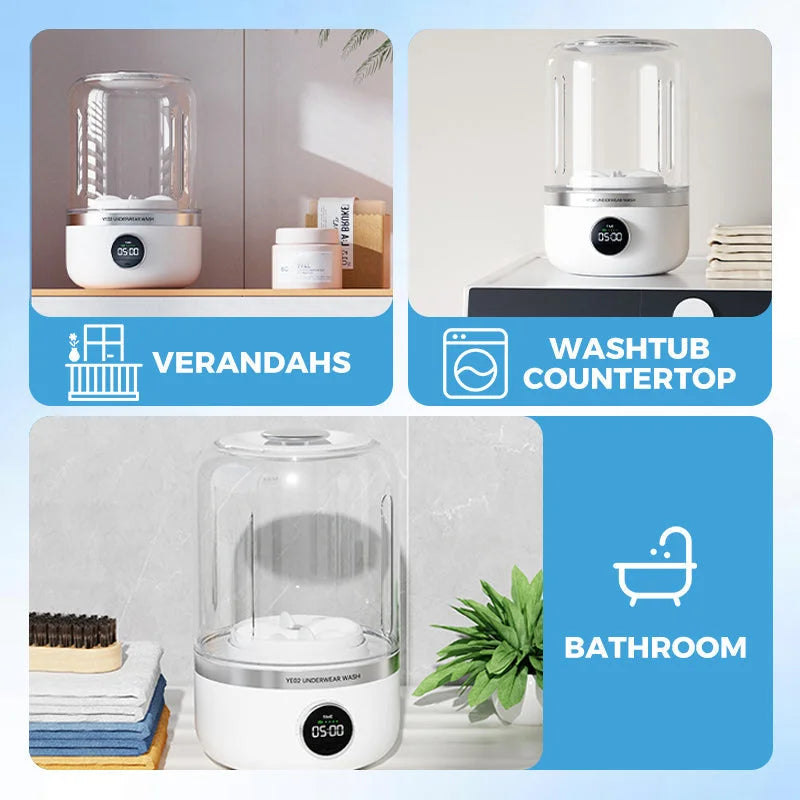 Cordless Portable Mini Washer – Rechargeable Travel Washing Machine for Underwear & Socks