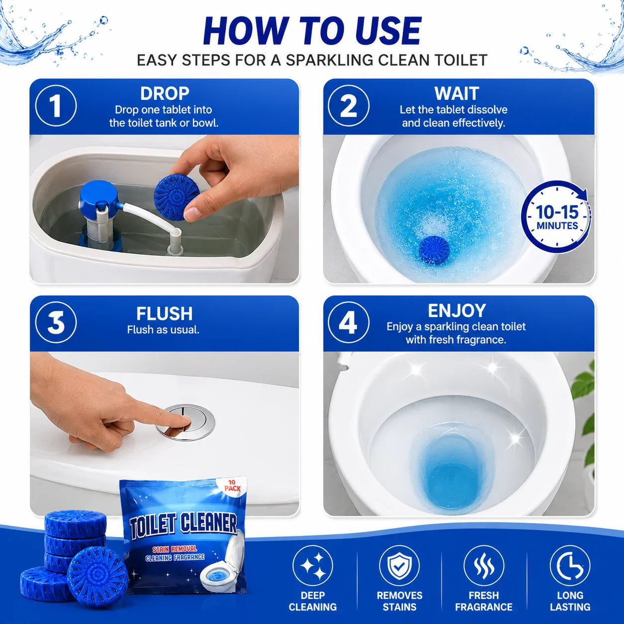Soft Scrub flush-activated toilet cleaning tablets, pack of 10 – image 3 of 5