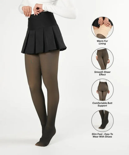 HeatTech Winter Fleeced Elastic Fake Translucent Tights