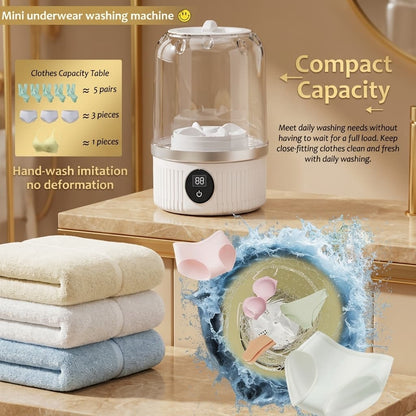 Premium Mini Underwear Washing Machine – Rechargeable Cordless Laundry Cup for Bras, Underwear & Socks