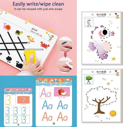 Premium Reusable Tracing Book – 64 Pages + Markers & Eraser