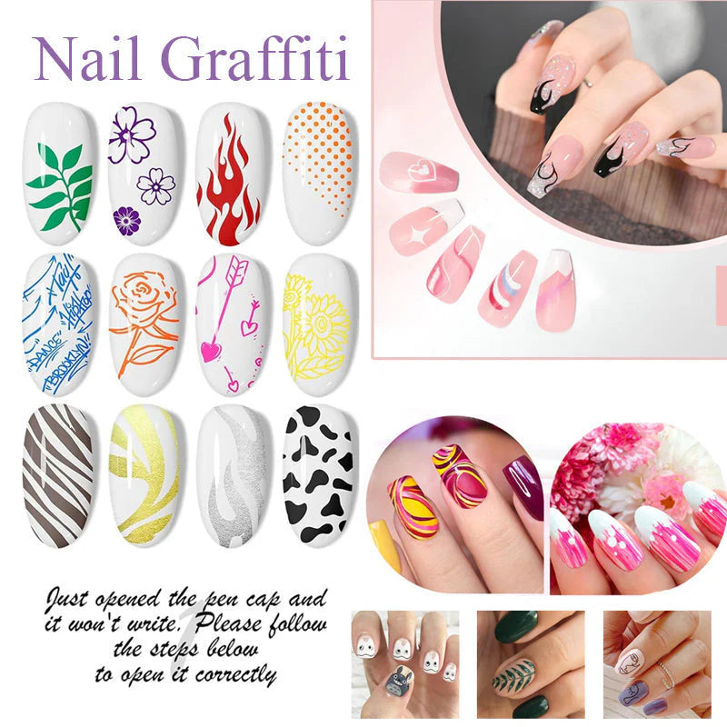 MagicMani™ - 12 Colors Nail Art Pen Marker Set for Creative Designs 💅🎨