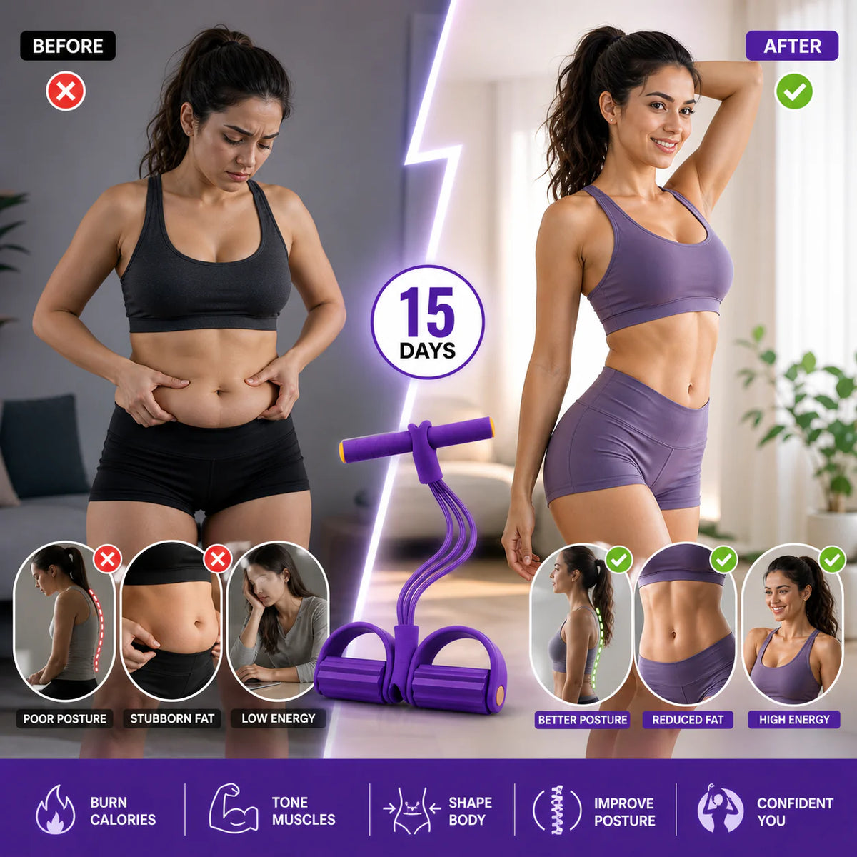 Yoga pedal puller resistance band with handles and foot loops – image 2 of 6