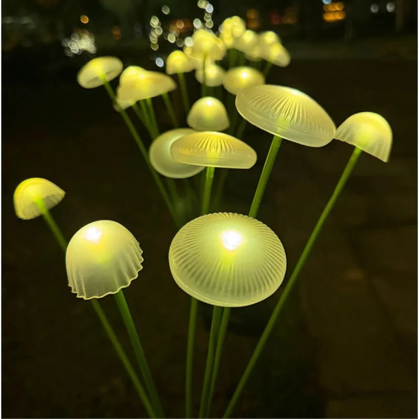 LumaGrove Warm White Solar Mushroom Lights — 10 LEDs, Weatherproof & Automatic (2-Pack)