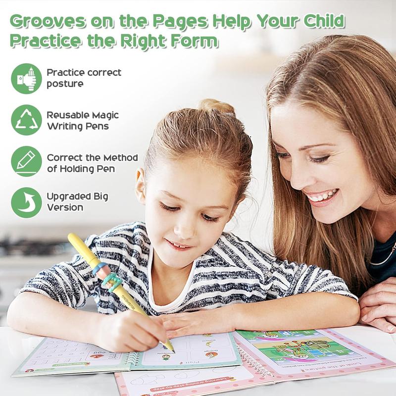 Preschool Magic Practice Copybook Set for Alphabet, Drawing, Numbers, and Math