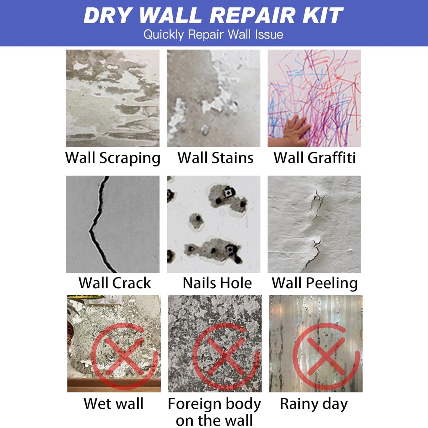 All-in-One Drywall Patch & Repair Kit | 250g Multi-Functional Wall Repair Paste (Pack of 2)