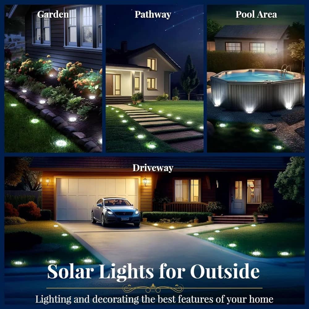 Solar Outdoor Waterproof Ground LED Lights (Pack of 4)